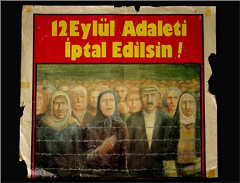 “Let the justice of September 12th be abolished!” A piece of remaining of a poster from 1988